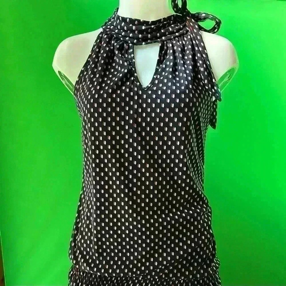 Red, white and navy sleeveless blouse, size medium, ties at neck, patriotic - Picture 3 of 5